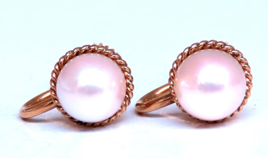 Federalist 7.50m Vintage Pearl Functional Lobe Screw Earrings 14kt gold 12598 *v