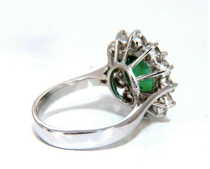 GIA Certified 4.40ct Natural Green Emerald Diamonds Ring 18kt Halo 12351 *v