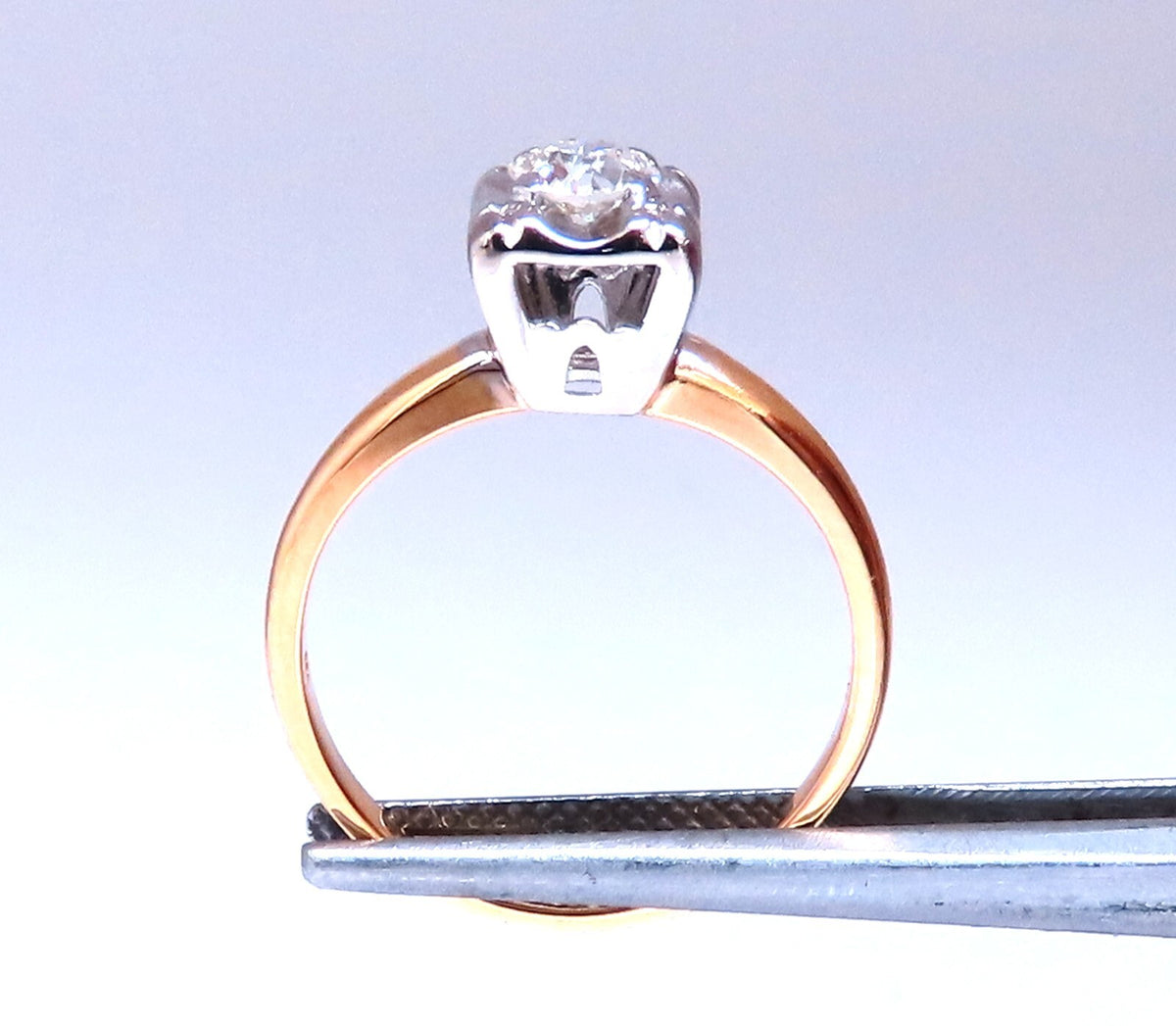 Vintage Solitaire Raised .30ct Round Diamond Engagement ring 14kt Gold *v