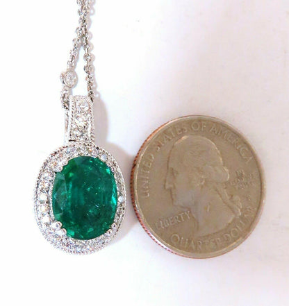 GIA Certified 4.63ct Natural Emerald Diamonds Necklace 14kt gold 11253 *v