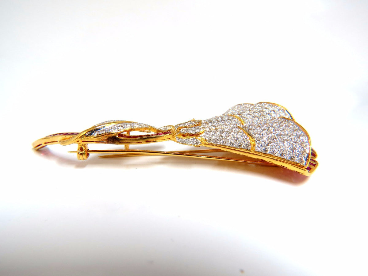 11.50ct Natural Ruby Diamond Brooch Pin 3D 18kt *v