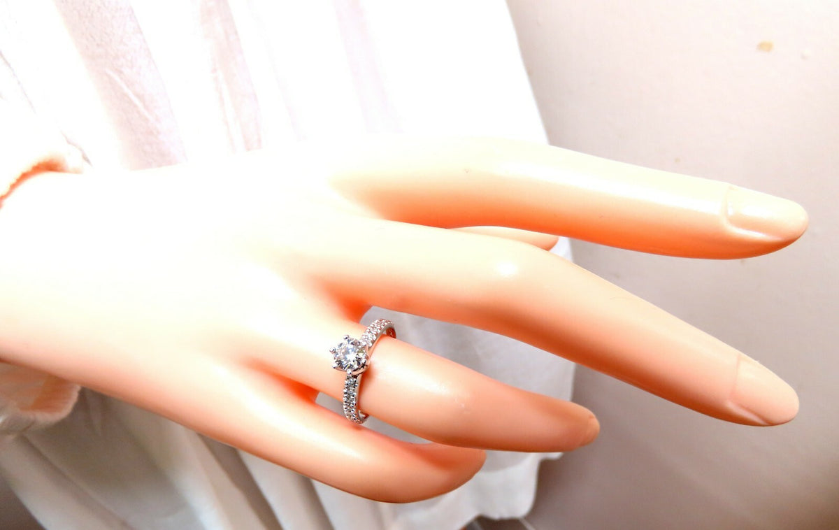 GIA Certified .73ct round cut diamond Raised Tulip ring Platinum *v
