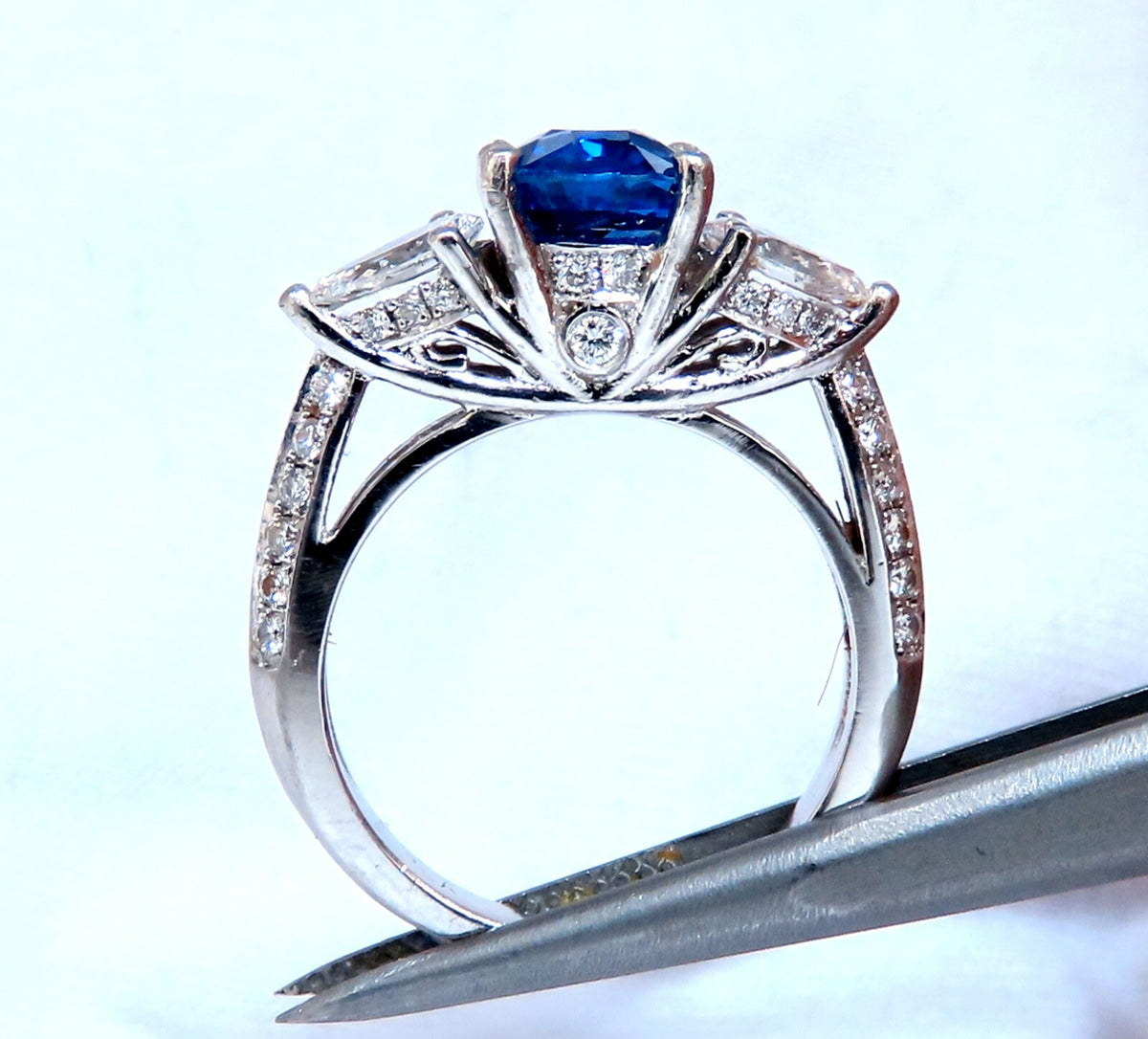 GIA Certified 2.13ct Natural Sapphire Diamonds Ring Platinum*v