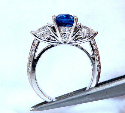 GIA Certified 2.13ct Natural Sapphire Diamonds Ring Platinum*v
