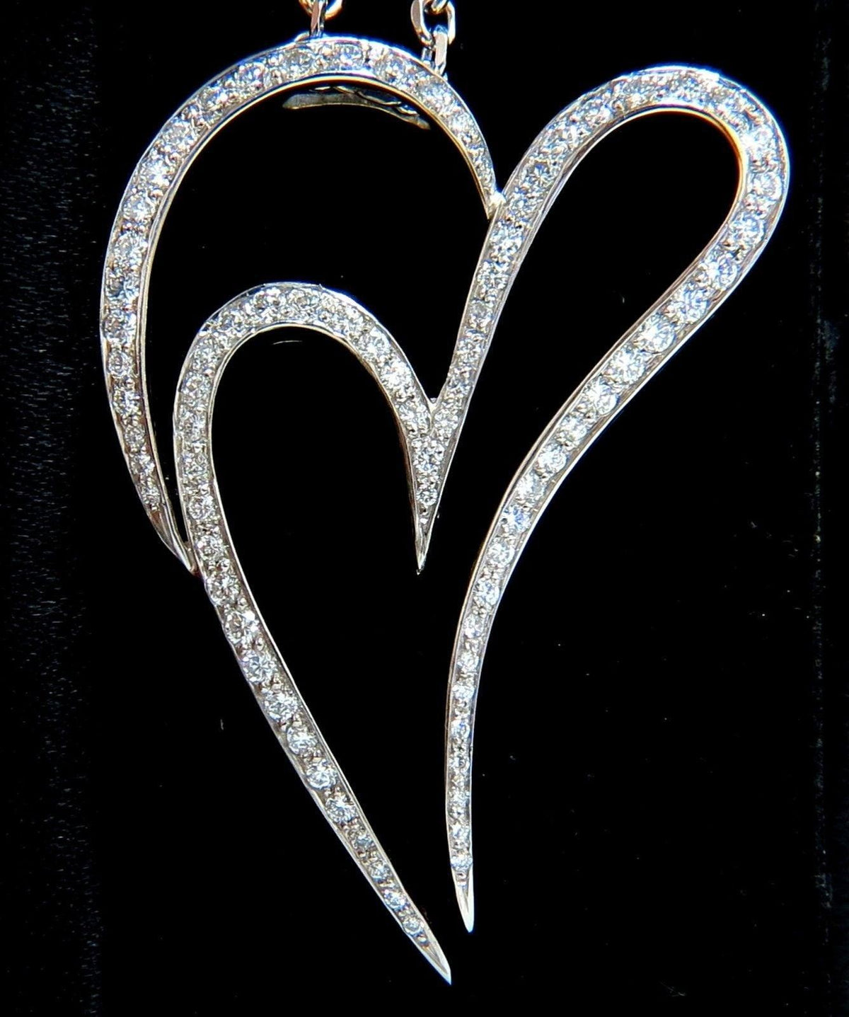 3.00ct ROUND DIAMONDS MODERN SWIRL HEART PENDANT G / VS 14KT & CHAIN 10326 *v
