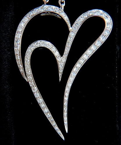 3.00ct ROUND DIAMONDS MODERN SWIRL HEART PENDANT G / VS 14KT & CHAIN 10326 *v