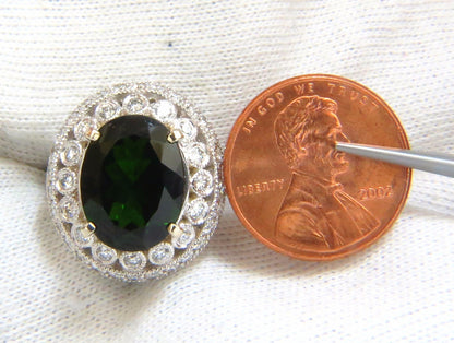 GIA CERTIFIED 6.71CT NATURAL BRIGHT VIVID GREEN DIOPSIDE DIAMONDS RING 14KT*v