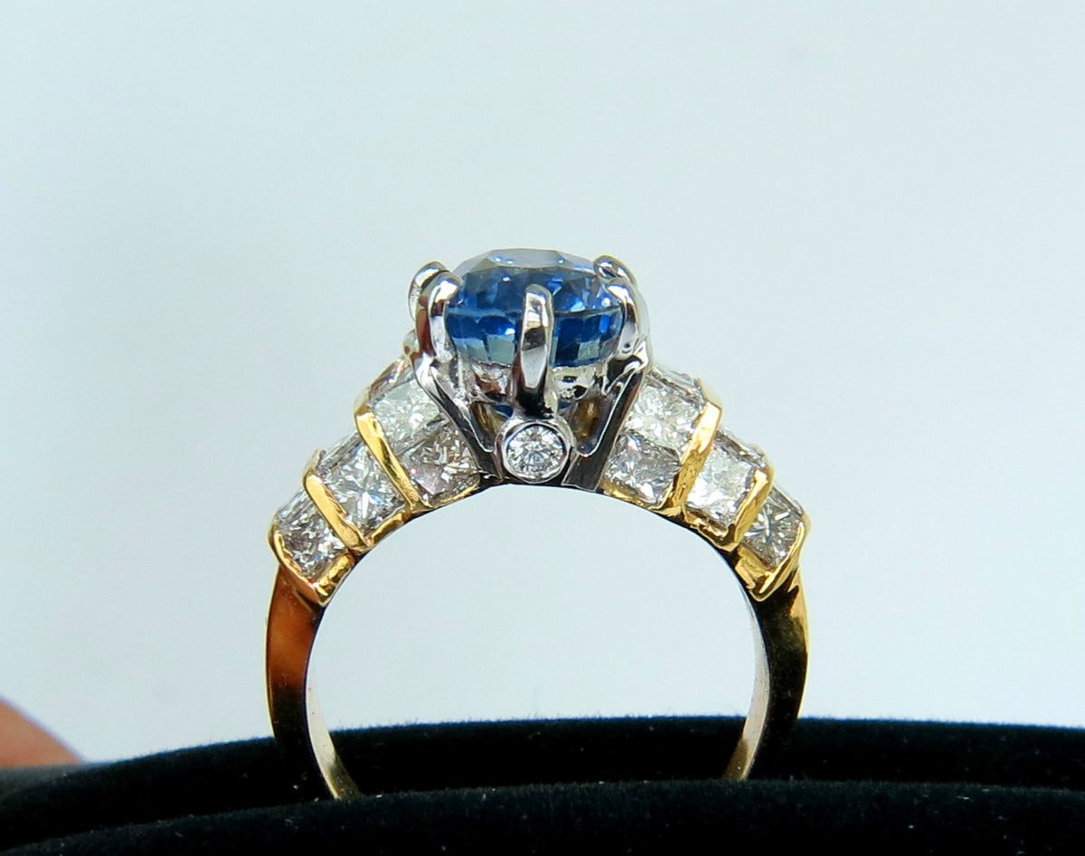 GIA 8.89CT NATURAL FINE SAPPHIRE DIAMOND RING CORNFLOWER CLASSIC 14KT *v