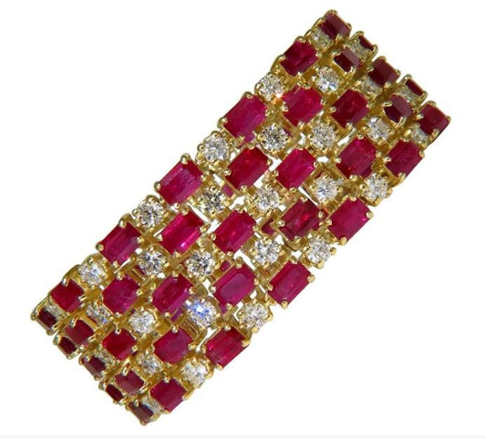 GIA Certified Natural Ruby Diamond Cuff Bracelet 18kt Important 12337 *v