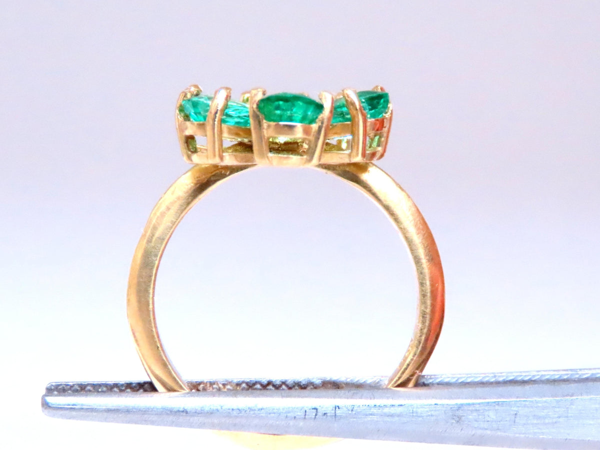 Natural Emerald Diamonds Cluster Earrings Ring Suite 18kt 12503 *v