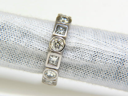 2.80CT NATURAL ROUNDS PRINCESS DIAMONDS ETERNITY BAND PLATINUM FLUSH DURABLE *v