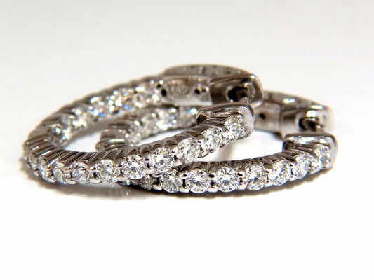1.10ct Natural round brilliant in/out diamond hoop earrings 14kt *v