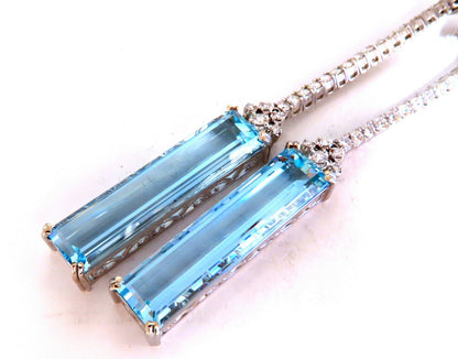 GIA Certified 62.22ct Natural Aquamarine Diamonds Earrings 18Kt Platinum *v