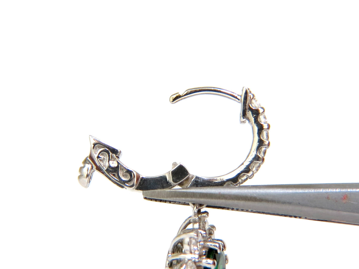 2.88CT NATURAL FINE GEM TSAVORITE DIAMOND DANGLE EARRINGS HOOP 14KT G/VS *v