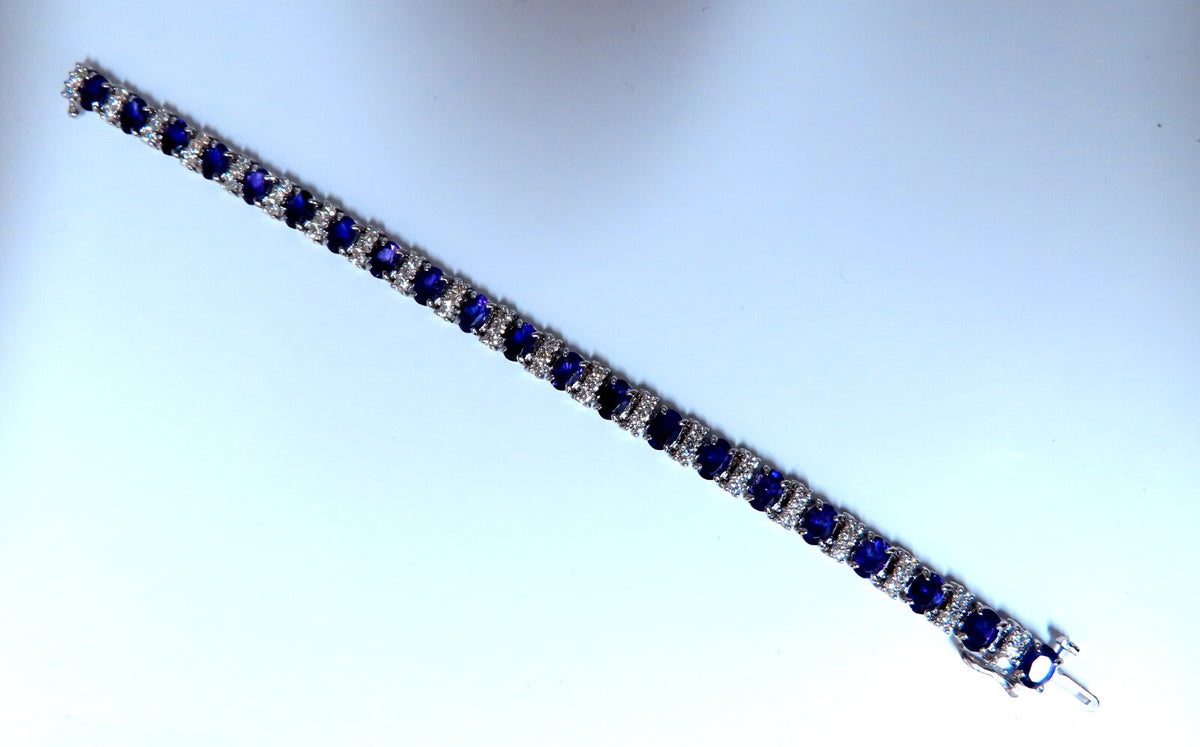 10ct Natural Oval Purple Amethysts Diamonds Tennis Bracelet 14kt Gold *v