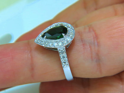 2.56CT NATURAL BRIGHT FINE GEM GREEN TSAVORITE DIAMOND RING 14KT *v
