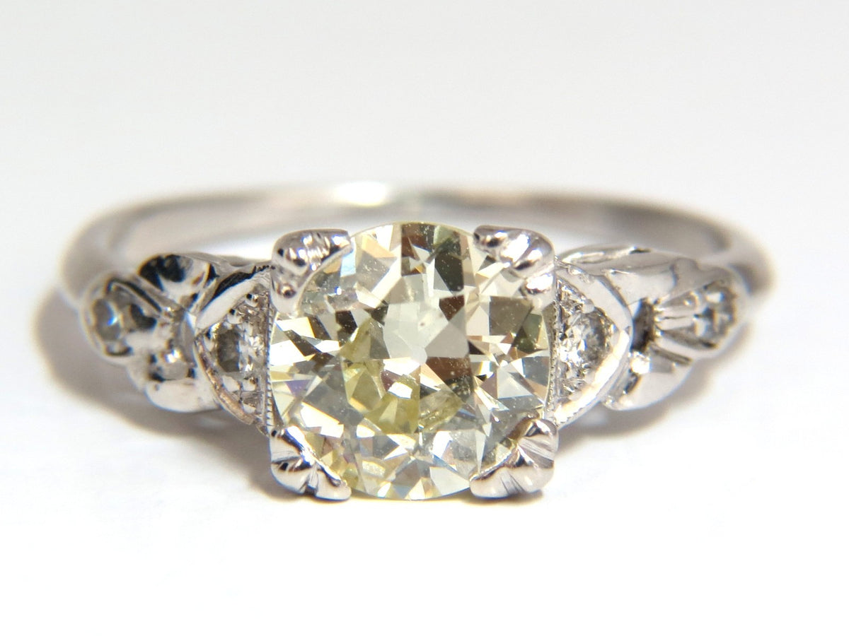 1.33ct vintage class old mine cut natural diamond engagement ring platinum *v