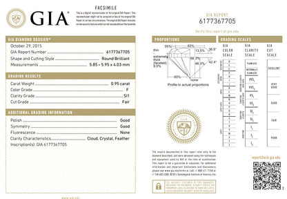 GIA Certified .95ct F.Si1 natural round diamond ring Portuguese Revival 14kt *v
