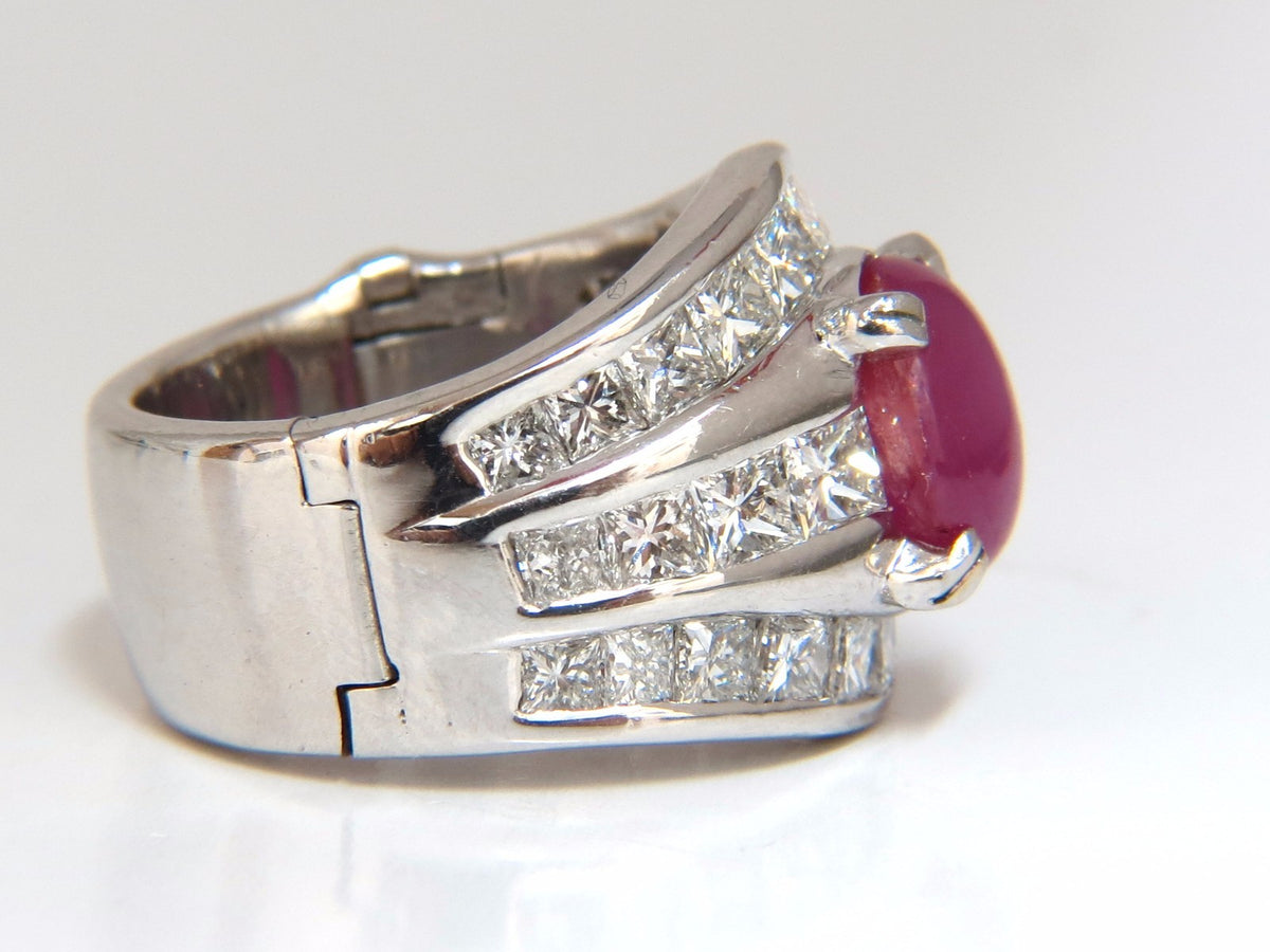 GIA 6.32ct Natural No Heat Star Ruby Diamond Ring Platinum Knuckle Buckle *v