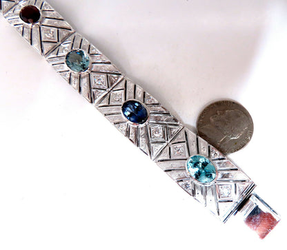 24.30ct Natural Gem Line Vintage Graver Etch Cuff Bracelet 18kt *v