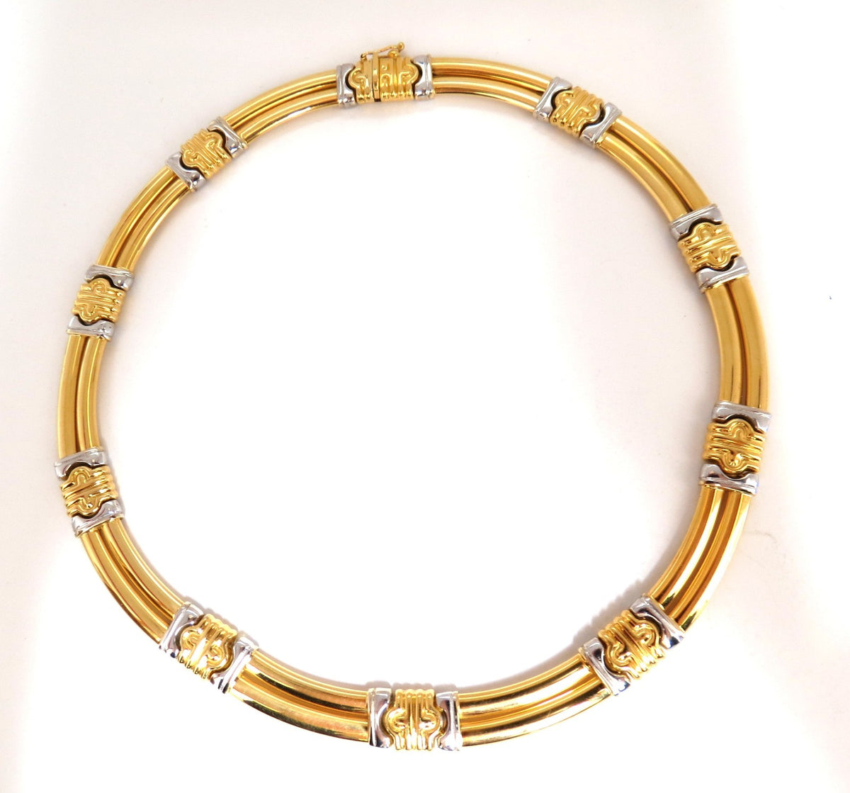 18kt Gold Byzantine Deco Link Necklace Two toned *v