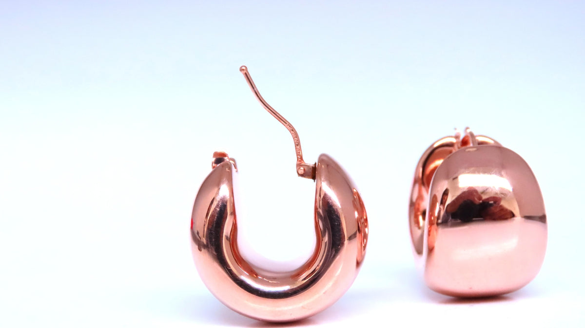 Semi Hoop High Shine Wide Lever Clip Earrings 14kt Gold 12583 *v