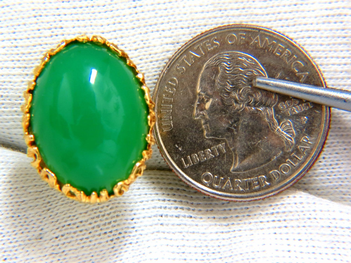 24ct Green Stone Earring Clips 14kt gold *v