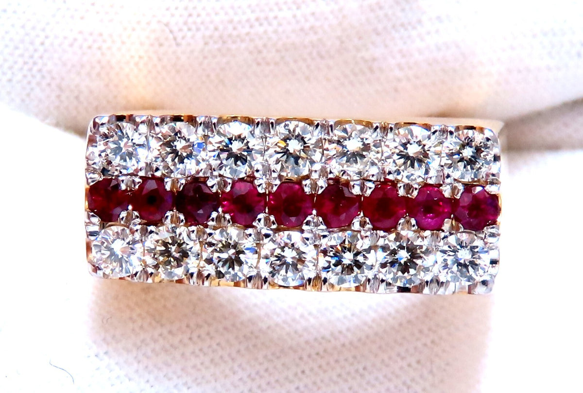 1.58ct natural rubies and diamonds ring Flat band 14kt *v