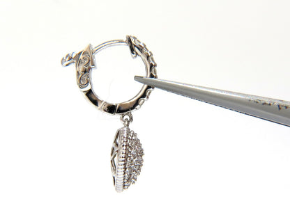 1.30ct dangling hearts on hoop diamonds earrings 14kt g/vs locking lever *v