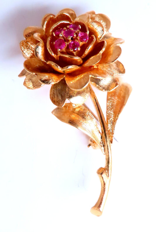 Vintage Revisit 0.30ct Natural Ruby Diamond Brooch Pin 3D Still Life 12552 *v