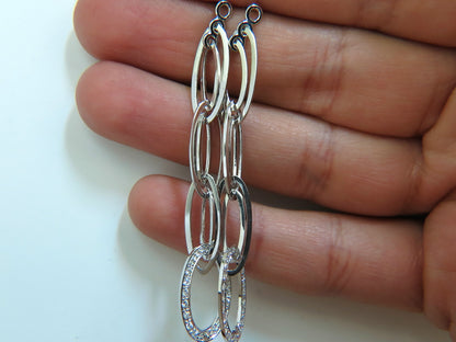 14KT GOLD .46CT ELONGATED OVALS DIAMOND DANGLE EARRINGS HINGED *v