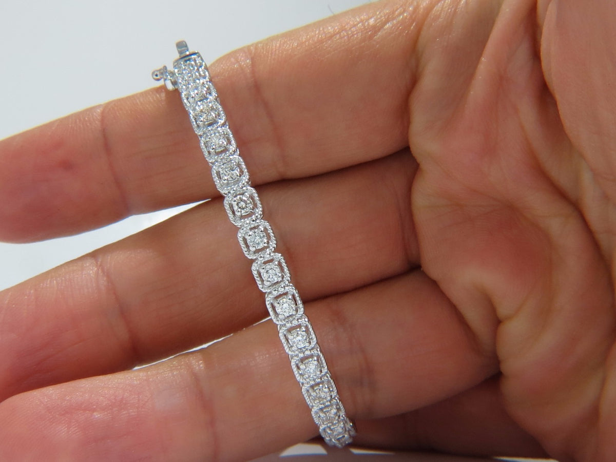 .90CT SQUARED ROPE TWIST ENCASE NATURAL DIAMONDS BANGLE BRACELET 14KT *v