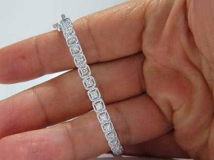 .90CT SQUARED ROPE TWIST ENCASE NATURAL DIAMONDS BANGLE BRACELET 14KT *v