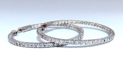 2.68ct Natural Round Diamond hoop earrings 14kt 1.7 inch single share prong *v