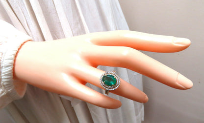 2.93ct Natural Emerald Diamonds Double Halo Ring 14kt *v