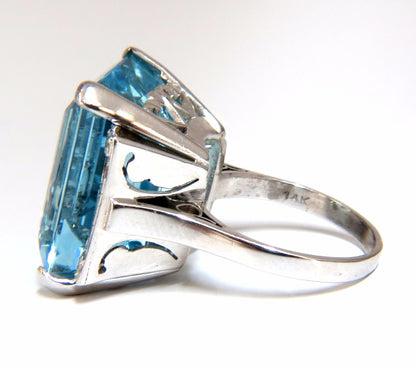 GIA Certified 33.44ct Natural "Blue" Aquamarine diamonds ring Vivid *v