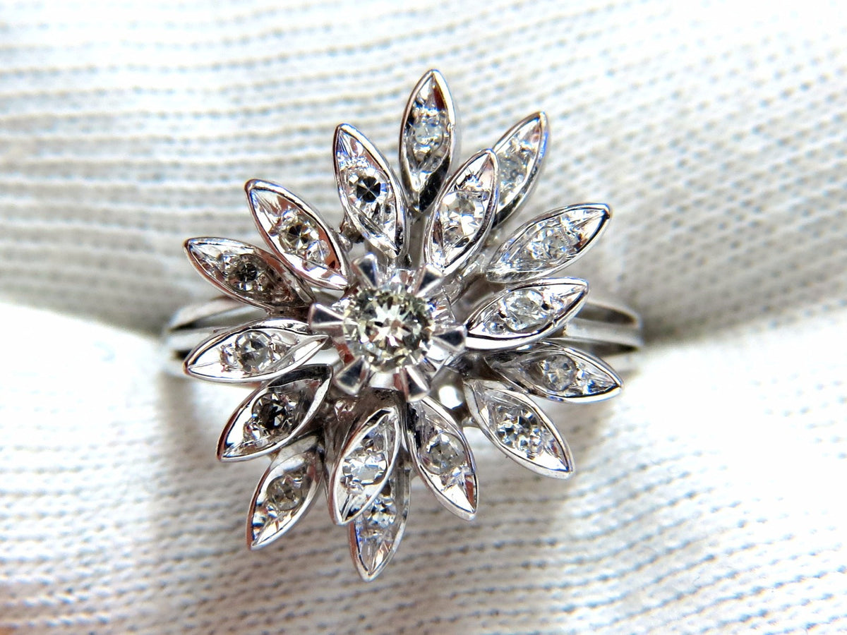 1.10ct natural Diamonds Profile Cluster Top 18kt ring Vintage Deco *v