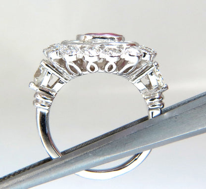 Ballerina Cocktail Cluster No Heat Ruby Diamond Ring 4.58ct. 18 Karat*V