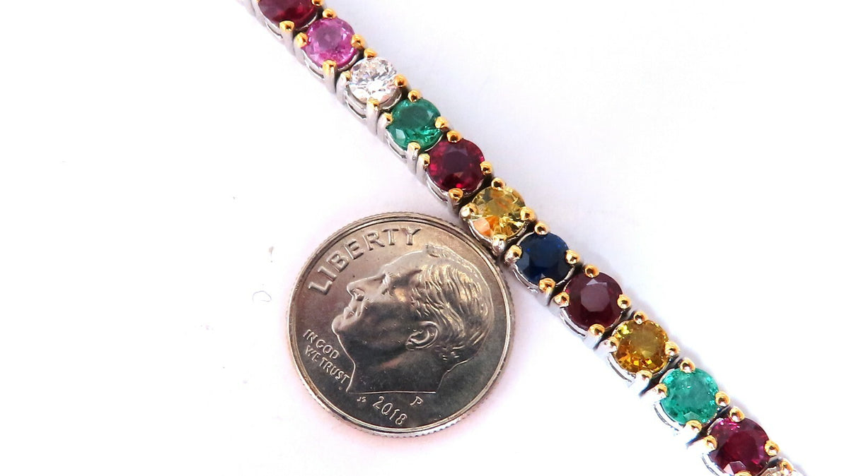 13ct natural ruby emerald sapphires diamond tennis bracelet 10kt gem line *v