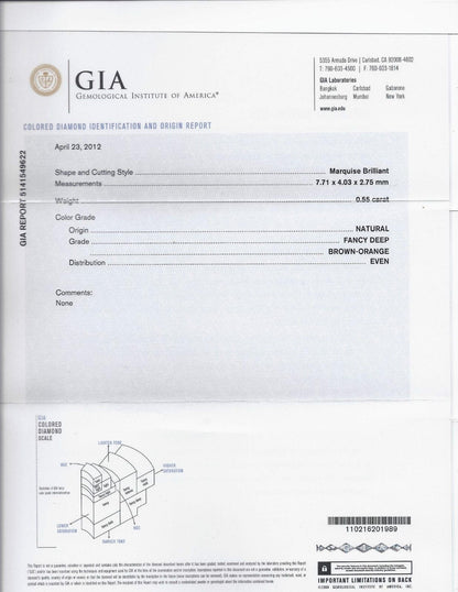 GIA NATURAL FANCY ORANGE BROWN 2.05CT DIAMOND RING 14KT TENSION FLOAT 10064 *v