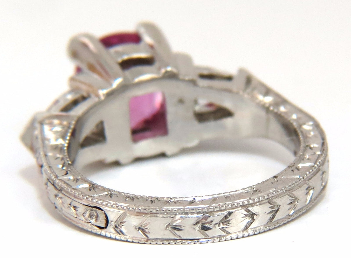 AGL Certified Natural Pink Sapphire diamond ring platinum arthritis knuckle *v