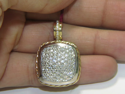 2.40CT DIAMONDS CLUSTER PAVE PENDANT ROPE TWIST & 14kt *v