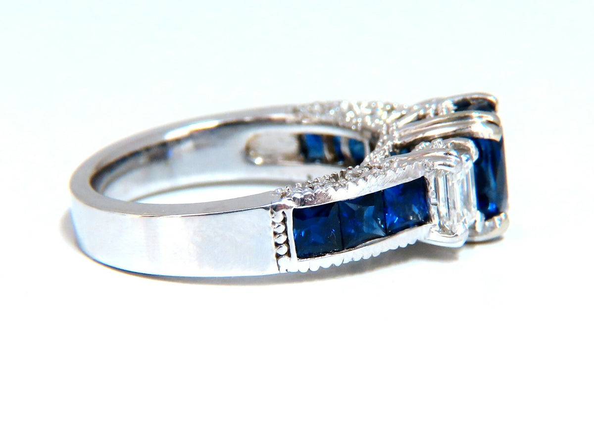 GIA Certified 1.86ct Natural Sapphire Diamonds Ring & matching eternity band *v