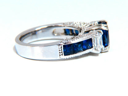 GIA Certified 1.86ct Natural Sapphire Diamonds Ring & matching eternity band *v