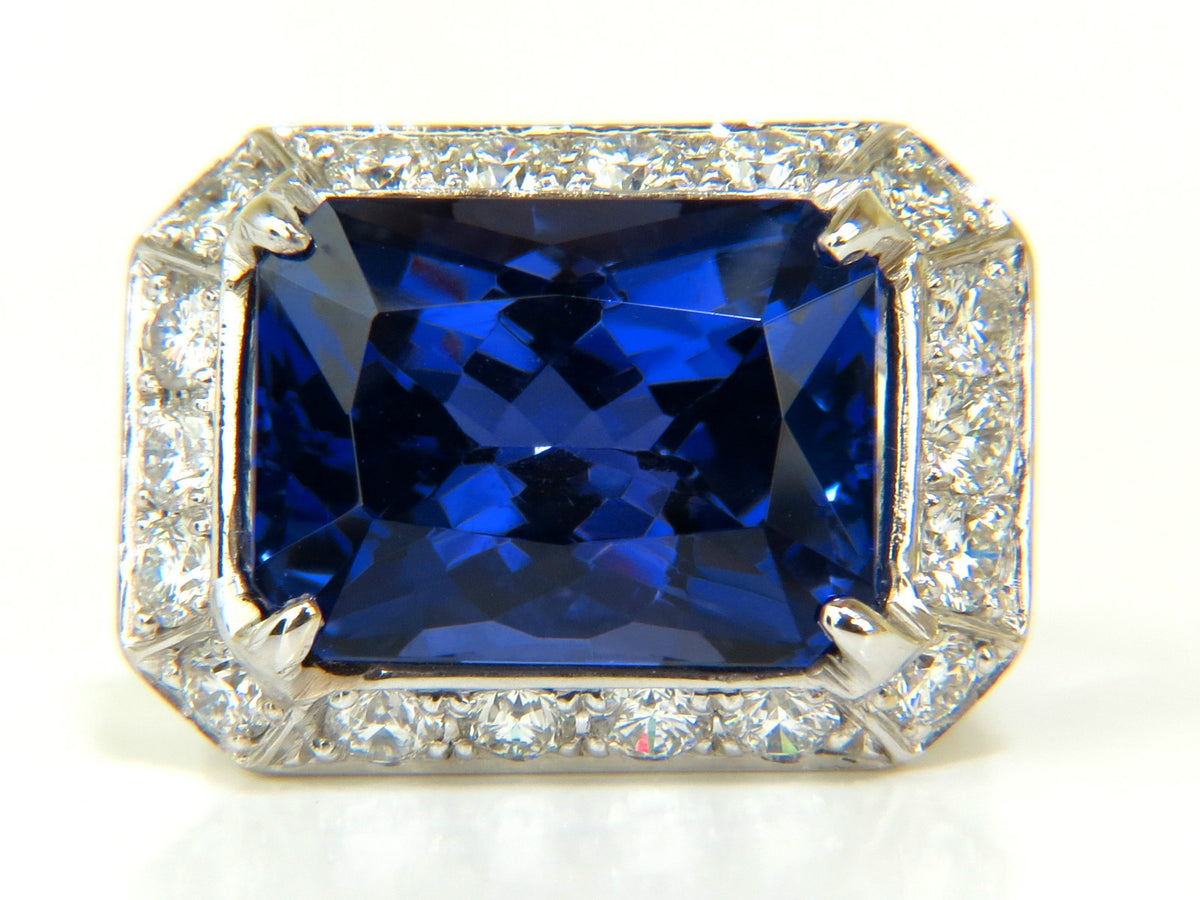 GIA CERTIFIED NATURAL 15.06CT 18KT GOLD NATURAL TANZANITE DIAMOND RING *v