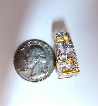 18kt Endless Greek Symbolic Bead set 1.20ct diamonds clip earrings *v