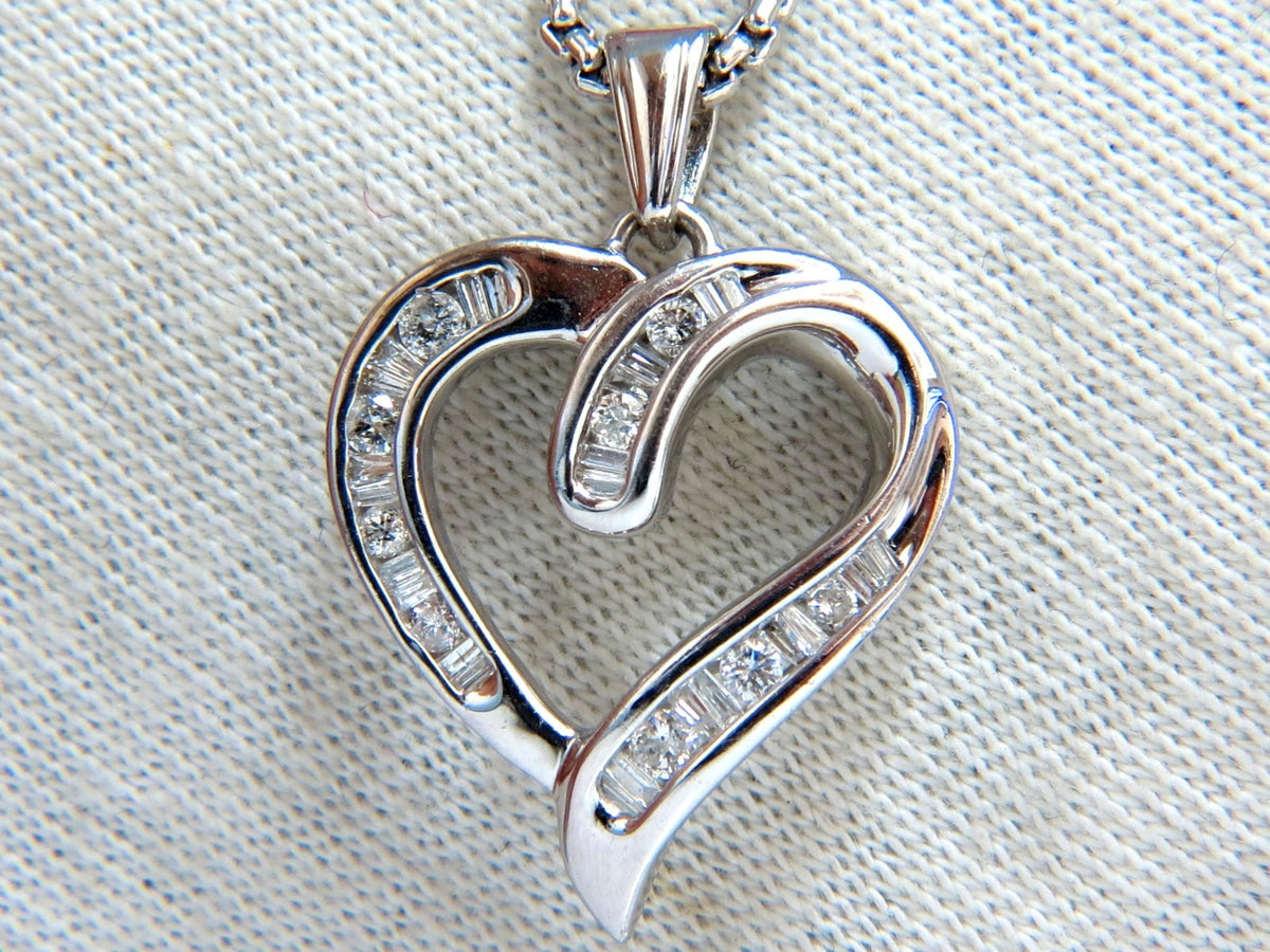 .50ct Open Heart Rounds & Baguettes Diamond Necklace 14 karat *v
