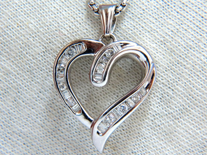 .50ct Open Heart Rounds & Baguettes Diamond Necklace 14 karat *v