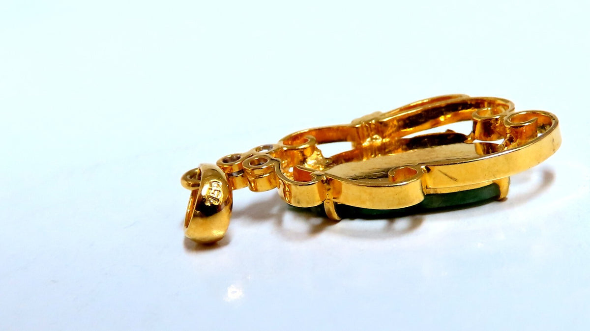 Natural Jade Carved Diamond Pendant 18kt *v