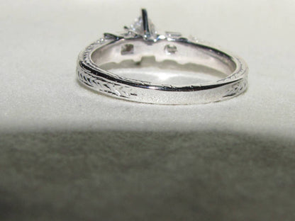NATURAL .56CT MARQUISE & ASCHER CUT DIAMOND RING 14kt *v